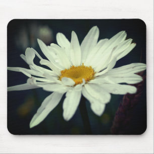White Daisy Flower Mouse Mat