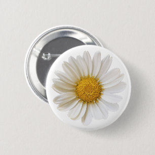 White Daisy Flower on White Background 6 Cm Round Badge