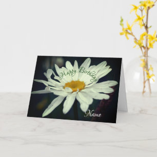 White Daisy Flower Personalised Birthday  Card