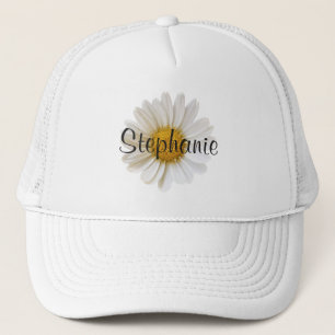 White Daisy Flower Personalised Floral Trucker Hat