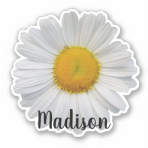 White Daisy Flower Personalised Name Sticker