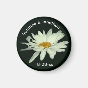 White Daisy Flower Personalised Wedding Magnet