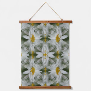 White Daisy Flower Petals Abstract           Hanging Tapestry