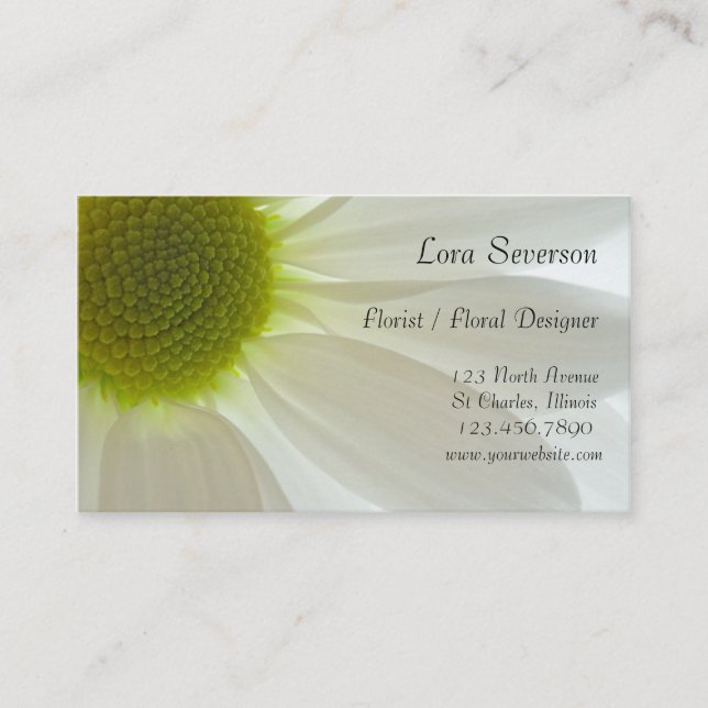 White Daisy Flower Petals Business Card (Front)