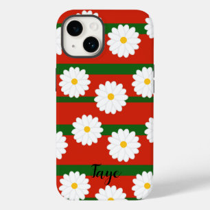 White Daisy Flower red Merry Christmas Holiday  Case-Mate iPhone 14 Case