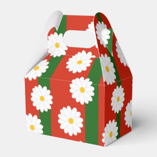 White Daisy Flower red Merry Christmas Holiday  Favour Box