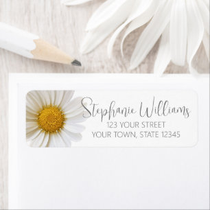 White Daisy Flower Return Address Label
