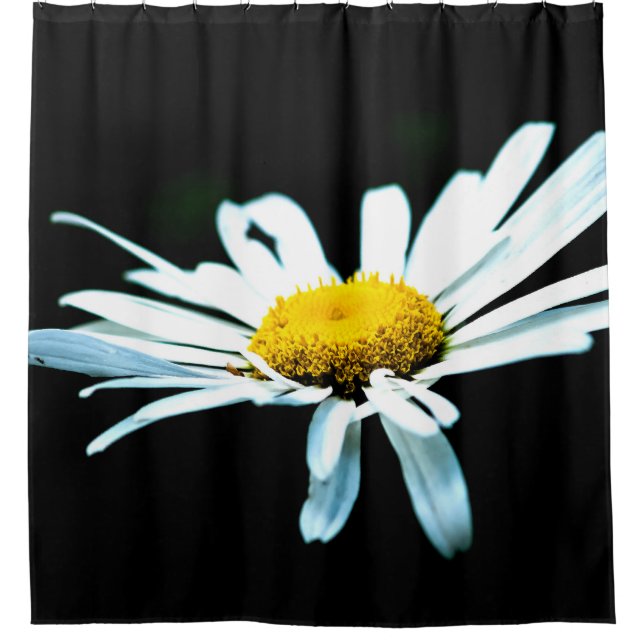 White Daisy Flower Shower Curtain (Front)
