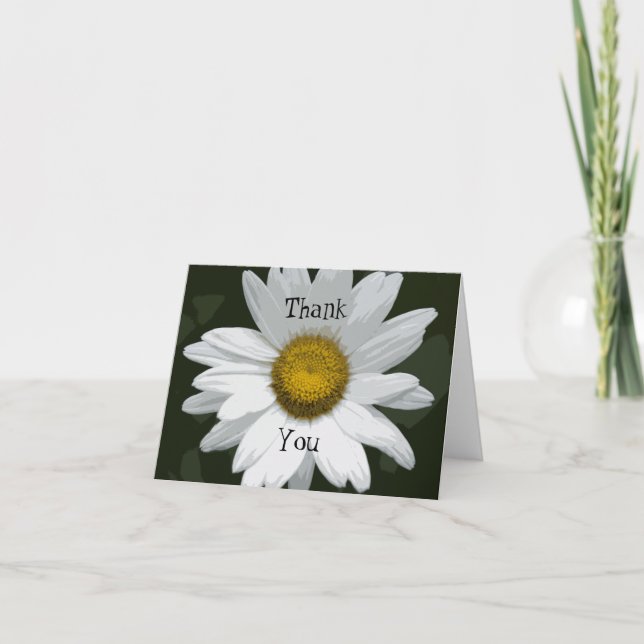 White Daisy Flower Thank You Card (Front)