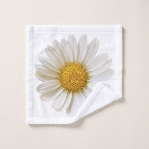 White Daisy Flower Wash Cloth