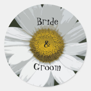 White Daisy Flower Wedding Envelope Seals