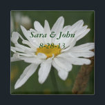 White Daisy Flower Wedding Favour Magnet<br><div class="desc">Lovely white daisy with lingering raindrops flower photography by Susan wedding favour refrigerator magnet. Fill in your information in the template. Make more changes to text and font size, style, and colour by clicking on Customise. If you have any questions or requests, please contact me. This design is available on...</div>
