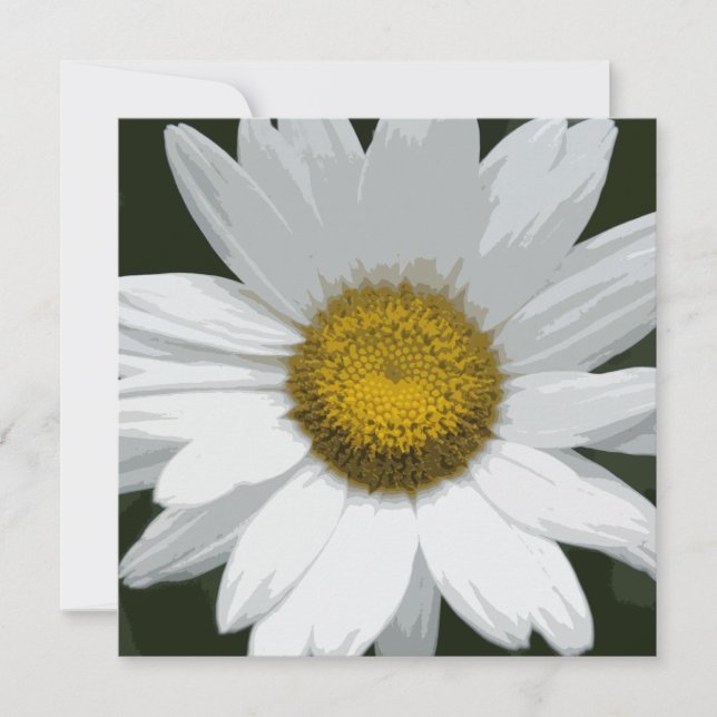 White Daisy Flower Wedding Invitation (Front)