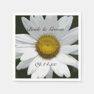 White Daisy Flower Wedding Napkin