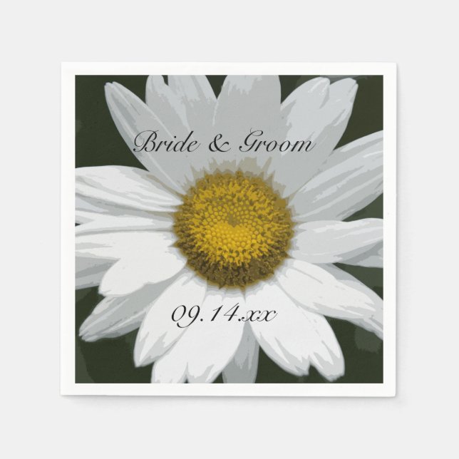 White Daisy Flower Wedding Napkin (Front)