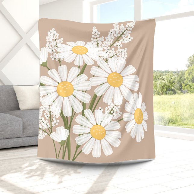 White Daisy Flowers Bouquet on Beige Fleece Blanket (Creator Uploaded)