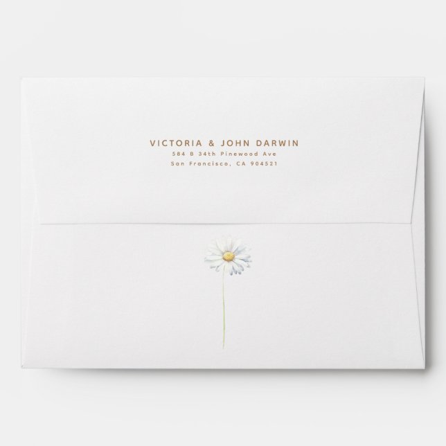 White Daisy Flowers Elegant Boho Modern Envelope (Back (Top Flap))