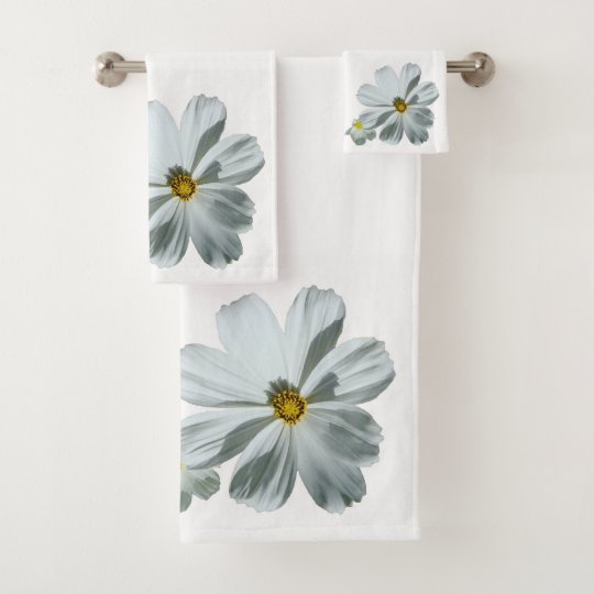 White Daisy Flowers Floral Bath Towel Set Zazzle.co.uk