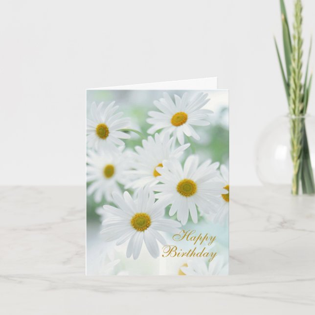 White daisy flowers happy Birthday Card (Front)
