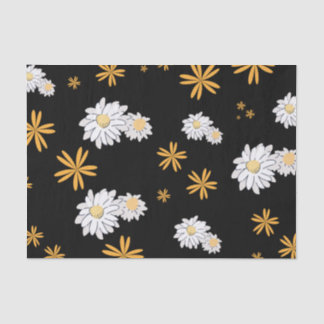 White daisy flowers in a black background tote bag tissue paper