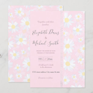 White Daisy Flowers Pink Floral Invitation