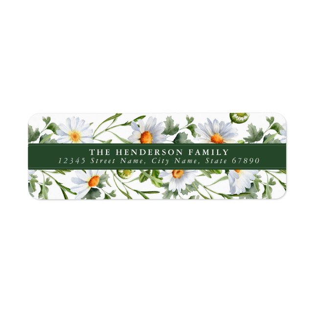 White Daisy Flowers Return Address Labels (Front)