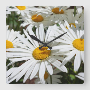 White Daisy Flowers Wall Clocks unique custom
