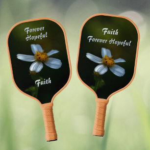White Daisy Forever Hopeful Dark Green Pickleball Paddle