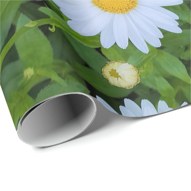 White Daisy Garden  Wrapping Paper (Roll Corner)
