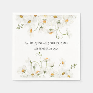 White Daisy Greenery Customised Pretty Napkins
