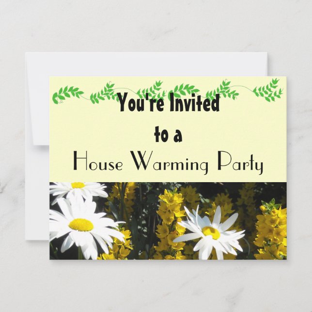 White Daisy House Warming Party Invitation (Front)