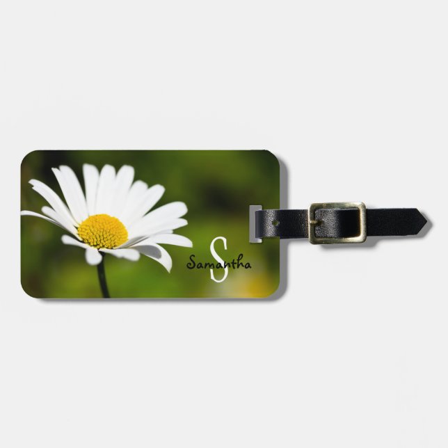 White Daisy Luggage tag (Front Horizontal)