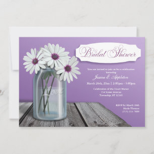 White Daisy Mason Jar Bridal Shower Invitations