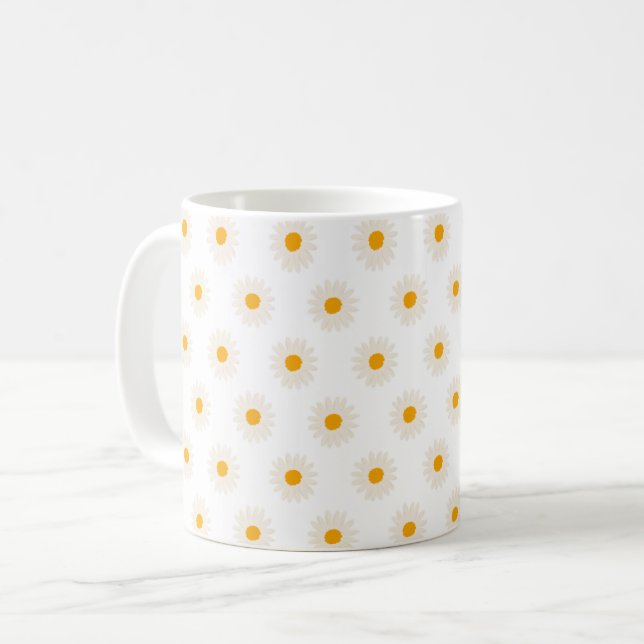 White daisy mug (Front Left)