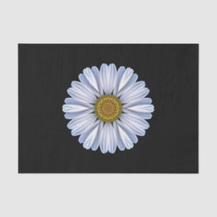 White Daisy on Black Background Tissue Paper
