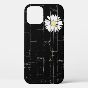 white daisy on black brick iPhone 12 case
