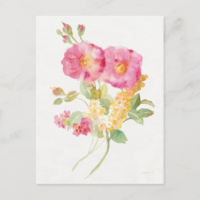 White Daisy on Blue Postcard (Front)