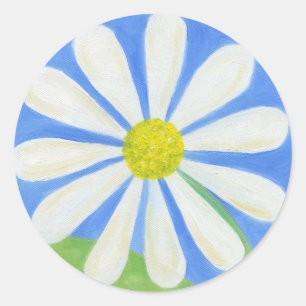 White Daisy on Blue sticker