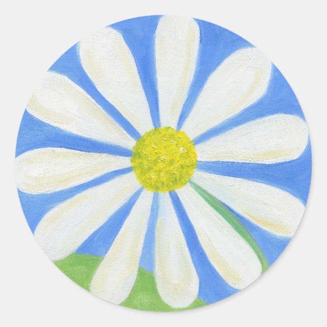 White Daisy on Blue sticker (Front)