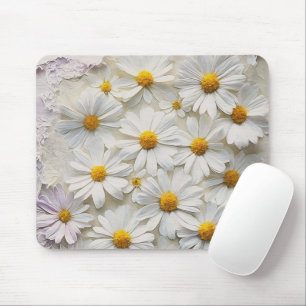 White Daisy On Distressed Paper Mouse Mat