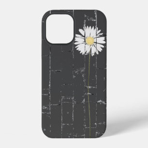 white daisy on grey brick iPhone 12 case