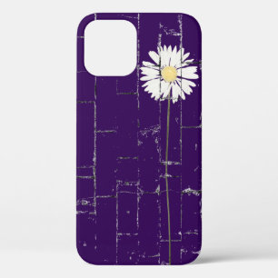 white daisy on purple brick iPhone 12 case