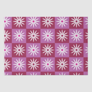 White daisy on Red and Pink Checkerboards   Tissue Paper