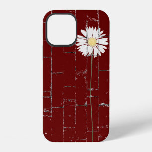 white daisy on red brick iPhone 12 case