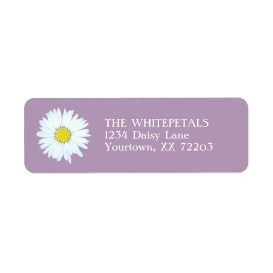 White Daisy & Pale Purple Return Address Label