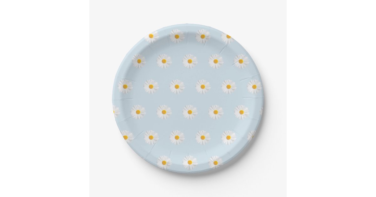 white daisy paper plate Zazzle