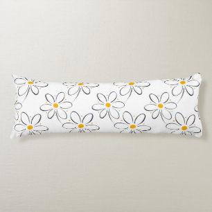 White Daisy Pattern Body Cushion