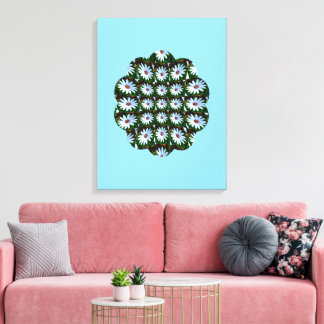 White Daisy Pattern Canvas Print