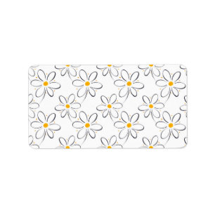 White Daisy Pattern Label