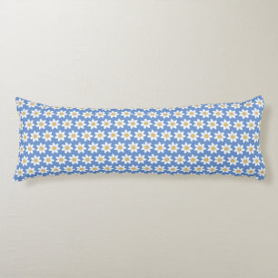 White Daisy Pattern on Blue  Body Cushion